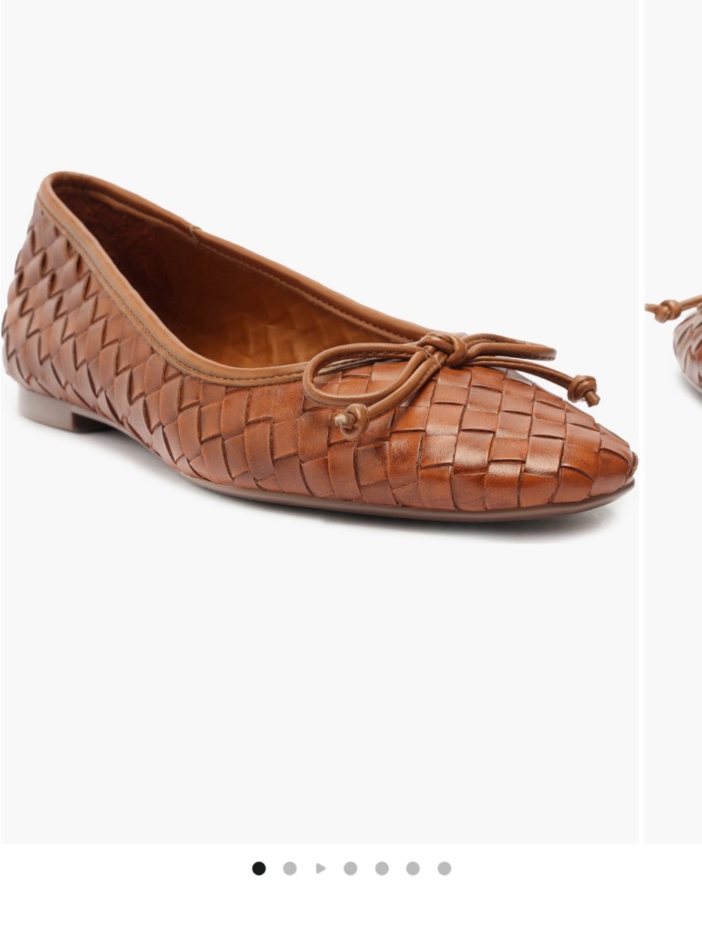 Schutz Arissa Woven Leather Ballet Flats Cognac Brown Size 8